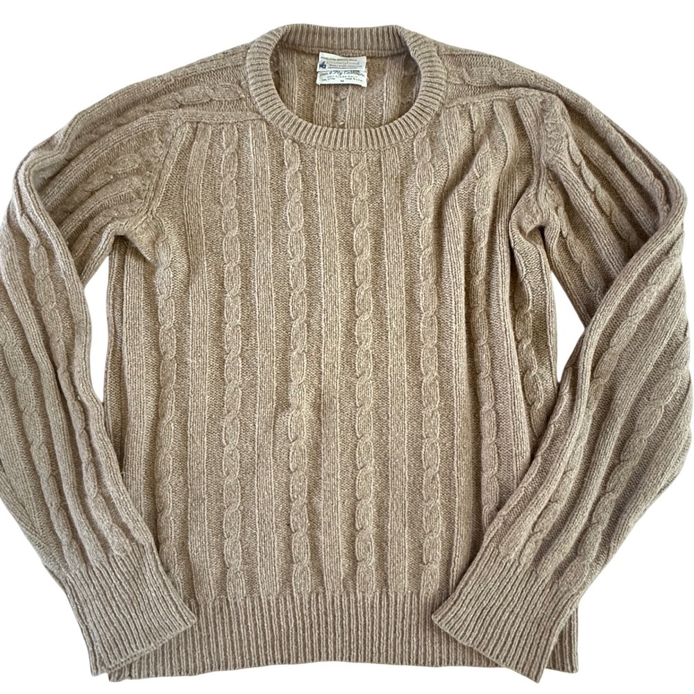 Vintage Pendleton Disneyland Frontierland Cashmere Sweater Cable Knit Tan Size M